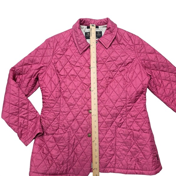Barbour Quilted Spring Barn Chore Jacket Pink Diamond Stitch Snap Front Size‎ 10 - Picture 3 of 8